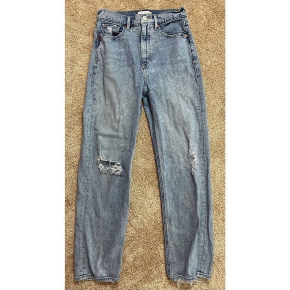 LOFT Denim - Ann Taylor LOFT Women's Size 25/0 90's Straight Leg Jeans Light Blue Distressed